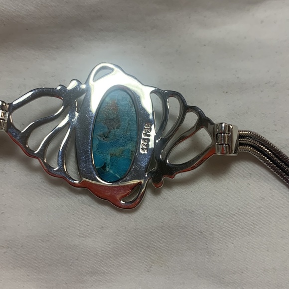 NWT JTV Blue Turquoise Sterling Silver Solitaire Bracelet - Picture 4 of 7